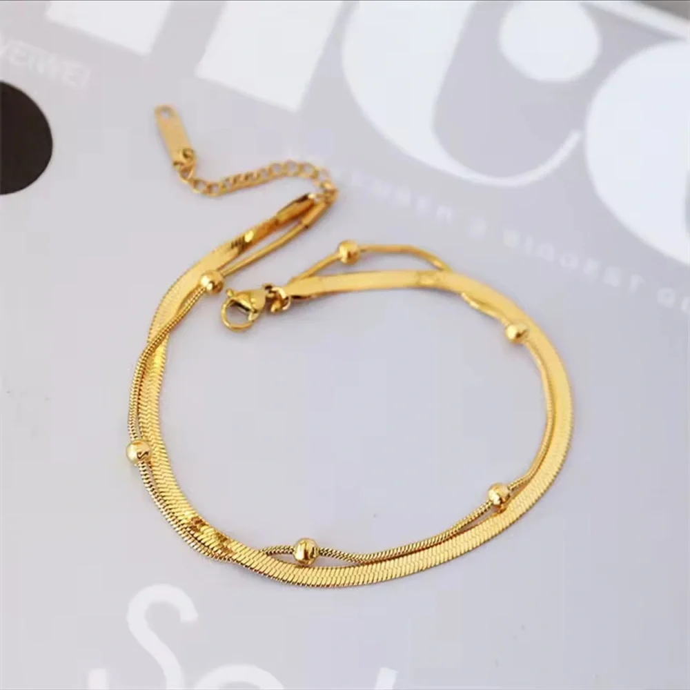 18K Gold Double-Layer Anklets